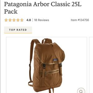 Brand new brown Patagonia backpack with buckles and cinch.